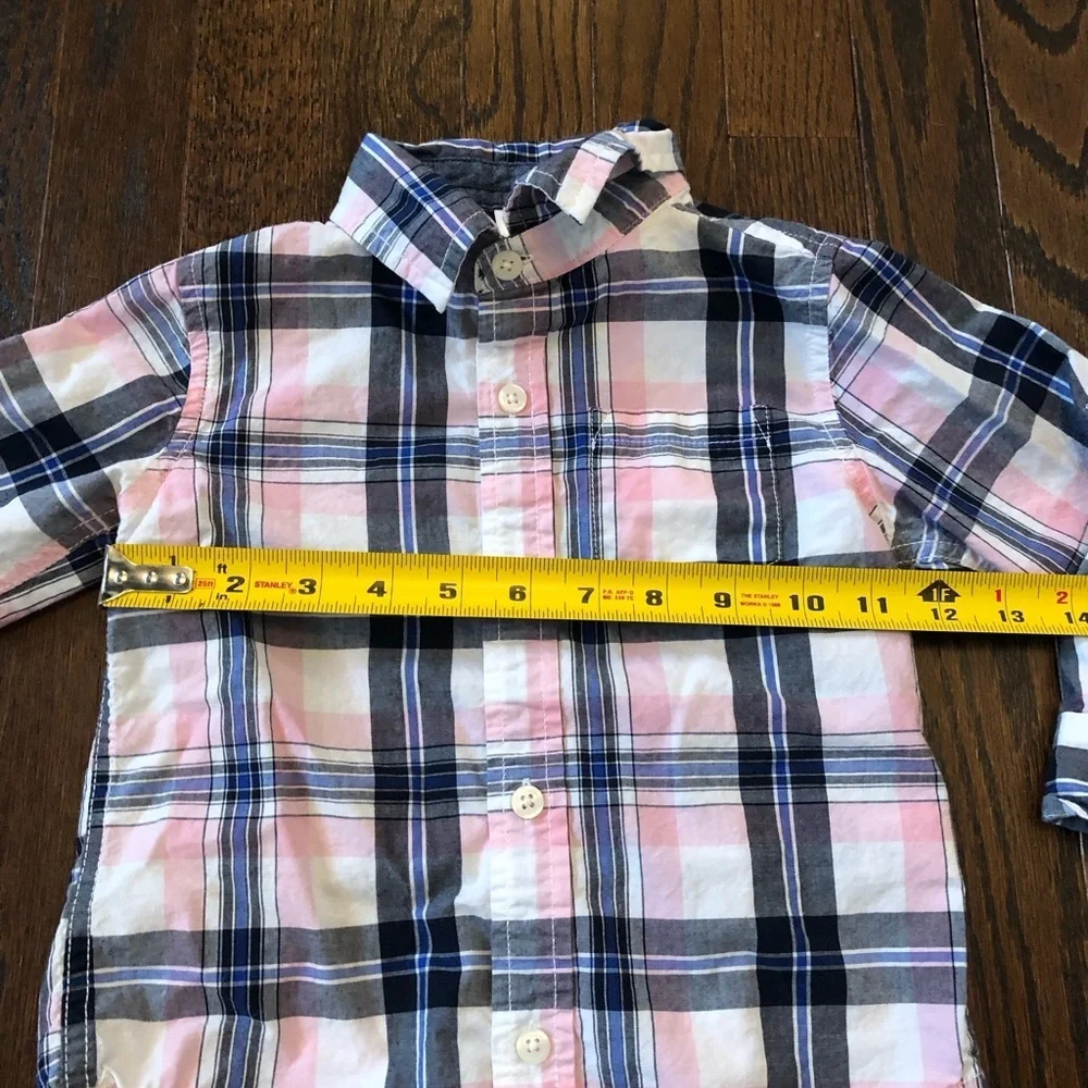 GYMBOREE Boys 2T Pink/White/Blue Plaid Long/Short Sleeved Button-Down Shirt EUC! - Picture 5 of 9